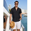 image:imageCOOFANDY Linen Shirts for Men Short Sleeve Button Down Shirt Casual Beach Summer Vacation Shirt with PocketBlack