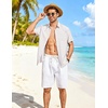 image:imageCOOFANDY Linen Shirts for Men Short Sleeve Button Down Shirt Casual Beach Summer Vacation Shirt with PocketWhite