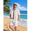 image:imageCOOFANDY Linen Shirts for Men Short Sleeve Button Down Shirt Casual Beach Summer Vacation Shirt with PocketWhite