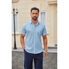 image:imageCOOFANDY Men Button Down Shirt Short Sleeve Casual Shirts Printed Dress Shirt with PocketBlue