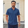 image:imageCOOFANDY Men Button Down Shirt Short Sleeve Casual Shirts Printed Dress Shirt with PocketBlue White Star
