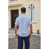 image:imageCOOFANDY Men Button Down Shirt Short Sleeve Casual Shirts Printed Dress Shirt with PocketLight Bluesquare