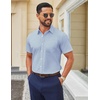 image:imageCOOFANDY Men Button Down Shirt Short Sleeve Casual Shirts Printed Dress Shirt with PocketLight Bluesquare