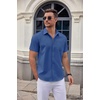image:imageCOOFANDY Men Button Down Shirt Short Sleeve Casual Shirts Printed Dress Shirt with PocketNavy Blue