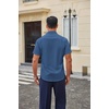 image:imageCOOFANDY Men Button Down Shirt Short Sleeve Casual Shirts Printed Dress Shirt with PocketNavy Blue