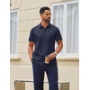 image:imageCOOFANDY Men Button Down Shirt Short Sleeve Casual Shirts Printed Dress Shirt with PocketNavy Bluepolka Dots