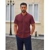 image:imageCOOFANDY Men Button Down Shirt Short Sleeve Casual Shirts Printed Dress Shirt with PocketWine Redpolka Dots