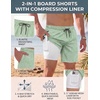 image:imageCOOFANDY Men Swim Trunk with Compression Liner 2 in 1 Swimwear Bathing Suit Quick Dry Board Short1  Print Green Leaves