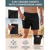 image:imageCOOFANDY Men Swim Trunk with Compression Liner 2 in 1 Swimwear Bathing Suit Quick Dry Board ShortBlack