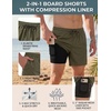 image:imageCOOFANDY Men Swim Trunk with Compression Liner 2 in 1 Swimwear Bathing Suit Quick Dry Board ShortC Army Green