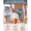 image:imageCOOFANDY Men Swim Trunk with Compression Liner 2 in 1 Swimwear Bathing Suit Quick Dry Board ShortLight Grey