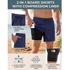image:imageCOOFANDY Men Swim Trunk with Compression Liner 2 in 1 Swimwear Bathing Suit Quick Dry Board ShortNavy Blue