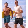 image:imageCOOFANDY Men Swim Trunk with Compression Liner 2 in 1 Swimwear Bathing Suit Quick Dry Board ShortP Black Plam Leaf