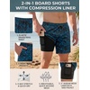 image:imageCOOFANDY Men Swim Trunk with Compression Liner 2 in 1 Swimwear Bathing Suit Quick Dry Board ShortP Black Plam Leaf
