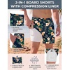 image:imageCOOFANDY Men Swim Trunk with Compression Liner 2 in 1 Swimwear Bathing Suit Quick Dry Board ShortP Black Plant Flower