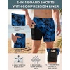 image:imageCOOFANDY Men Swim Trunk with Compression Liner 2 in 1 Swimwear Bathing Suit Quick Dry Board ShortP Blue Leaves