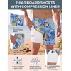 image:imageCOOFANDY Men Swim Trunk with Compression Liner 2 in 1 Swimwear Bathing Suit Quick Dry Board ShortP Light Blue Leaves