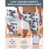 image:imageCOOFANDY Men Swim Trunk with Compression Liner 2 in 1 Swimwear Bathing Suit Quick Dry Board ShortP Navy Blue Coconut Tree