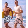 image:imageCOOFANDY Men Swim Trunk with Compression Liner 2 in 1 Swimwear Bathing Suit Quick Dry Board ShortP Pink Coconut Tree