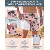 image:imageCOOFANDY Men Swim Trunk with Compression Liner 2 in 1 Swimwear Bathing Suit Quick Dry Board ShortP Pink Coconut Tree