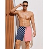 image:imageCOOFANDY Men Swim Trunk with Compression Liner 2 in 1 Swimwear Bathing Suit Quick Dry Board ShortPrint American Flag 2
