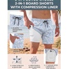 image:imageCOOFANDY Men Swim Trunk with Compression Liner 2 in 1 Swimwear Bathing Suit Quick Dry Board ShortPrint Blue Plam Leaf