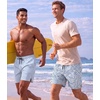 image:imageCOOFANDY Men Swim Trunk with Compression Liner 2 in 1 Swimwear Bathing Suit Quick Dry Board ShortPrint Blue Plam Leaf