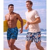 image:imageCOOFANDY Men Swim Trunk with Compression Liner 2 in 1 Swimwear Bathing Suit Quick Dry Board ShortPrint Navy Blue Flowers
