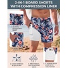 image:imageCOOFANDY Men Swim Trunk with Compression Liner 2 in 1 Swimwear Bathing Suit Quick Dry Board ShortPrint Navy Blue Flowers