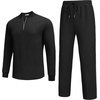 image:imageCOOFANDY Mens 2 Piece Tracksuit Set Polo Athletic Sweatsuit Quarter Zip Jogging Long Sleeve Casual Sports OutfitsAll Black