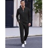image:imageCOOFANDY Mens 2 Piece Tracksuit Set Polo Athletic Sweatsuit Quarter Zip Jogging Long Sleeve Casual Sports OutfitsAll Black