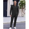 image:imageCOOFANDY Mens 2 Piece Tracksuit Set Polo Athletic Sweatsuit Quarter Zip Jogging Long Sleeve Casual Sports OutfitsAll Black