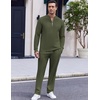 image:imageCOOFANDY Mens 2 Piece Tracksuit Set Polo Athletic Sweatsuit Quarter Zip Jogging Long Sleeve Casual Sports OutfitsArmy Green