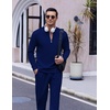 image:imageCOOFANDY Mens 2 Piece Tracksuit Set Polo Athletic Sweatsuit Quarter Zip Jogging Long Sleeve Casual Sports OutfitsBlue