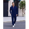 image:imageCOOFANDY Mens 2 Piece Tracksuit Set Polo Athletic Sweatsuit Quarter Zip Jogging Long Sleeve Casual Sports OutfitsBlue