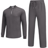 image:imageCOOFANDY Mens 2 Piece Tracksuit Set Polo Athletic Sweatsuit Quarter Zip Jogging Long Sleeve Casual Sports OutfitsDark Grey