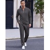 image:imageCOOFANDY Mens 2 Piece Tracksuit Set Polo Athletic Sweatsuit Quarter Zip Jogging Long Sleeve Casual Sports OutfitsDark Grey