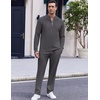 image:imageCOOFANDY Mens 2 Piece Tracksuit Set Polo Athletic Sweatsuit Quarter Zip Jogging Long Sleeve Casual Sports OutfitsDark Grey