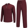 image:imageCOOFANDY Mens 2 Piece Tracksuit Set Polo Athletic Sweatsuit Quarter Zip Jogging Long Sleeve Casual Sports OutfitsDark Red
