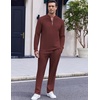 image:imageCOOFANDY Mens 2 Piece Tracksuit Set Polo Athletic Sweatsuit Quarter Zip Jogging Long Sleeve Casual Sports OutfitsDark Red