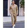 image:imageCOOFANDY Mens 2 Piece Tracksuit Set Polo Athletic Sweatsuit Quarter Zip Jogging Long Sleeve Casual Sports OutfitsKhaki