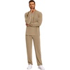 image:imageCOOFANDY Mens 2 Piece Tracksuit Set Polo Athletic Sweatsuit Quarter Zip Jogging Long Sleeve Casual Sports OutfitsKhaki