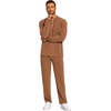 image:imageCOOFANDY Mens 2 Piece Tracksuit Set Polo Athletic Sweatsuit Quarter Zip Jogging Long Sleeve Casual Sports OutfitsLight Brown