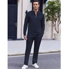 image:imageCOOFANDY Mens 2 Piece Tracksuit Set Polo Athletic Sweatsuit Quarter Zip Jogging Long Sleeve Casual Sports OutfitsNavy Blue