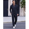 image:imageCOOFANDY Mens 2 Piece Tracksuit Set Polo Athletic Sweatsuit Quarter Zip Jogging Long Sleeve Casual Sports OutfitsNavy Blue