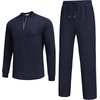 image:imageCOOFANDY Mens 2 Piece Tracksuit Set Polo Athletic Sweatsuit Quarter Zip Jogging Long Sleeve Casual Sports OutfitsNavy Blue