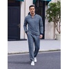 image:imageCOOFANDY Mens 2 Piece Tracksuit Set Polo Athletic Sweatsuit Quarter Zip Jogging Long Sleeve Casual Sports OutfitsNavy Blue Jacquard