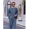 image:imageCOOFANDY Mens 2 Piece Tracksuit Set Polo Athletic Sweatsuit Quarter Zip Jogging Long Sleeve Casual Sports OutfitsNavy Blue Jacquard