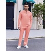 image:imageCOOFANDY Mens 2 Piece Tracksuit Set Polo Athletic Sweatsuit Quarter Zip Jogging Long Sleeve Casual Sports OutfitsPink