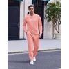 image:imageCOOFANDY Mens 2 Piece Tracksuit Set Polo Athletic Sweatsuit Quarter Zip Jogging Long Sleeve Casual Sports OutfitsPink